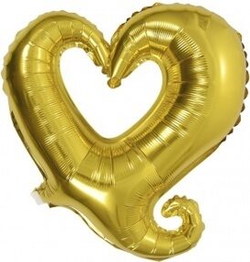 Фольгированный шар (36''/91 см) Фигура, Цепь сердец, Золото, 1 шт.